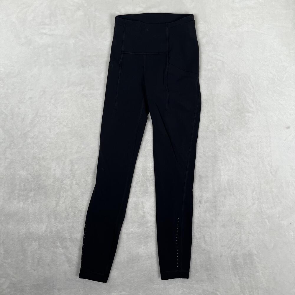 Lululemon Pants Women's 0 Black High Rise Ankle Pocket Leggings Reflective Yoga